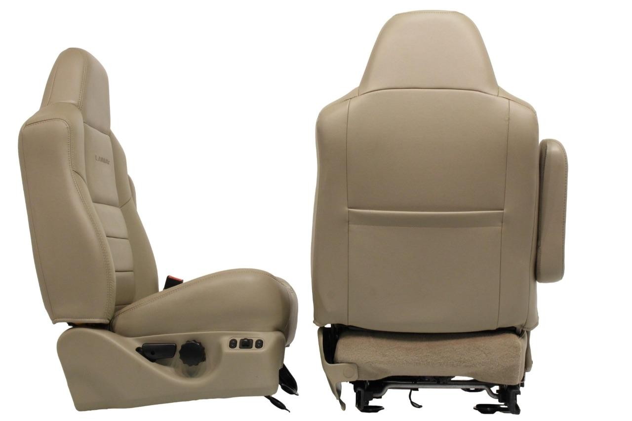 99-10 Ford F250 F350 Excursion Seats Tan Leather Power Front Bench Super Duty