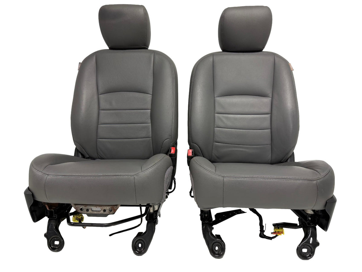 2009 - 2018 Dodge Ram Seats Set Crew Cab, Alea Gray Leather w/ OEM Power Driver