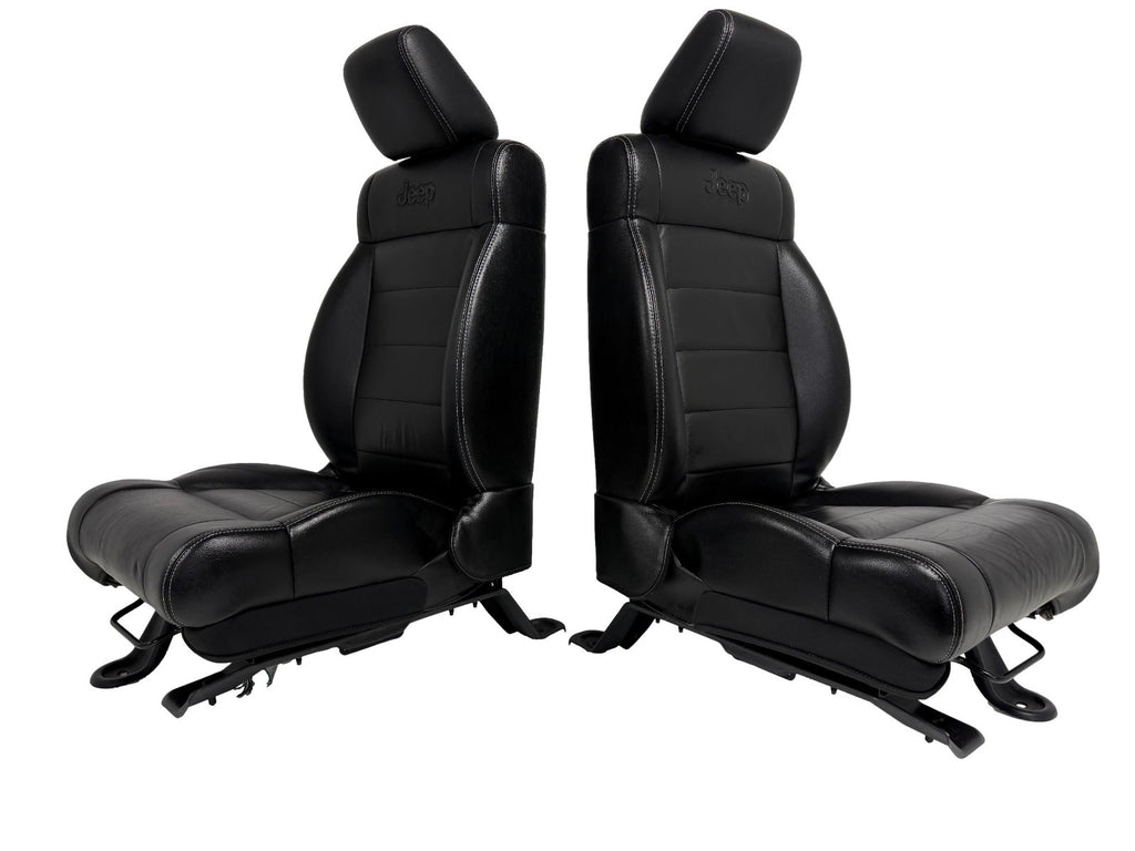 2007-2018 Jeep JK JKU 4-Door Wrangler Unlimited Seats Set, Black Leather Heat