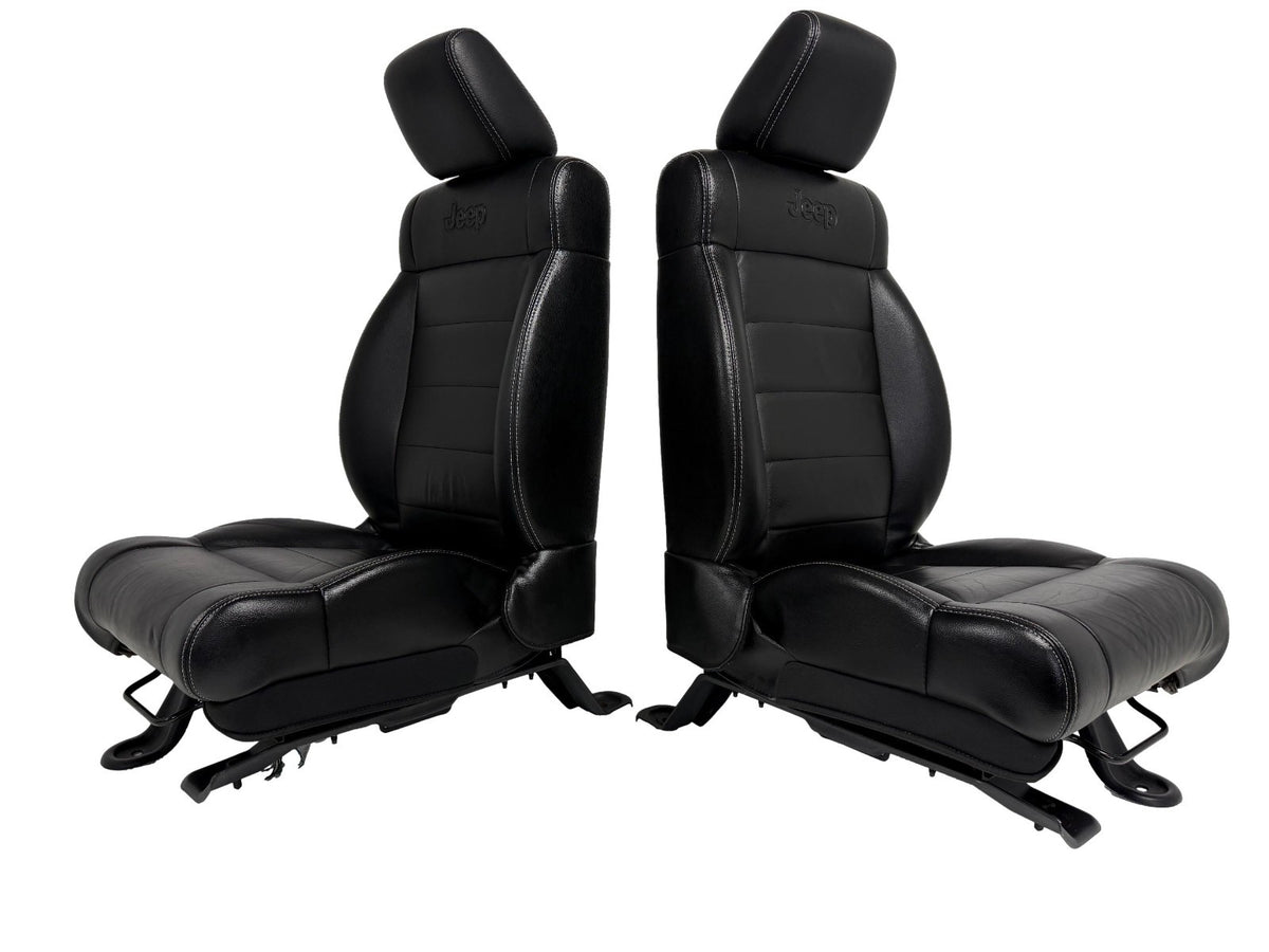 2007-2018 Jeep JK JKU 4-Door Wrangler Unlimited Seats Set, Black Leather Heat