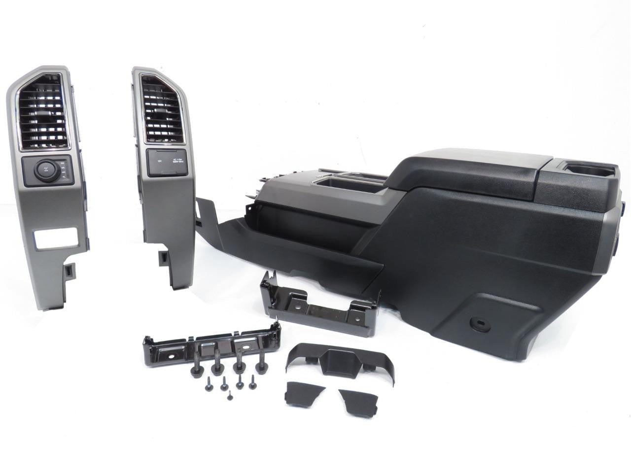 15-22 Ford Truck Center Console & Install Kit w/o Shifter - Black Vinyl XLT