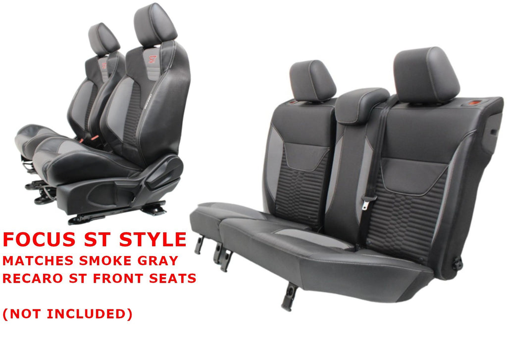 2012 - 2018 Ford Focus ST Recaro Rear Seats, Black Leather Smoke Gray Cloth