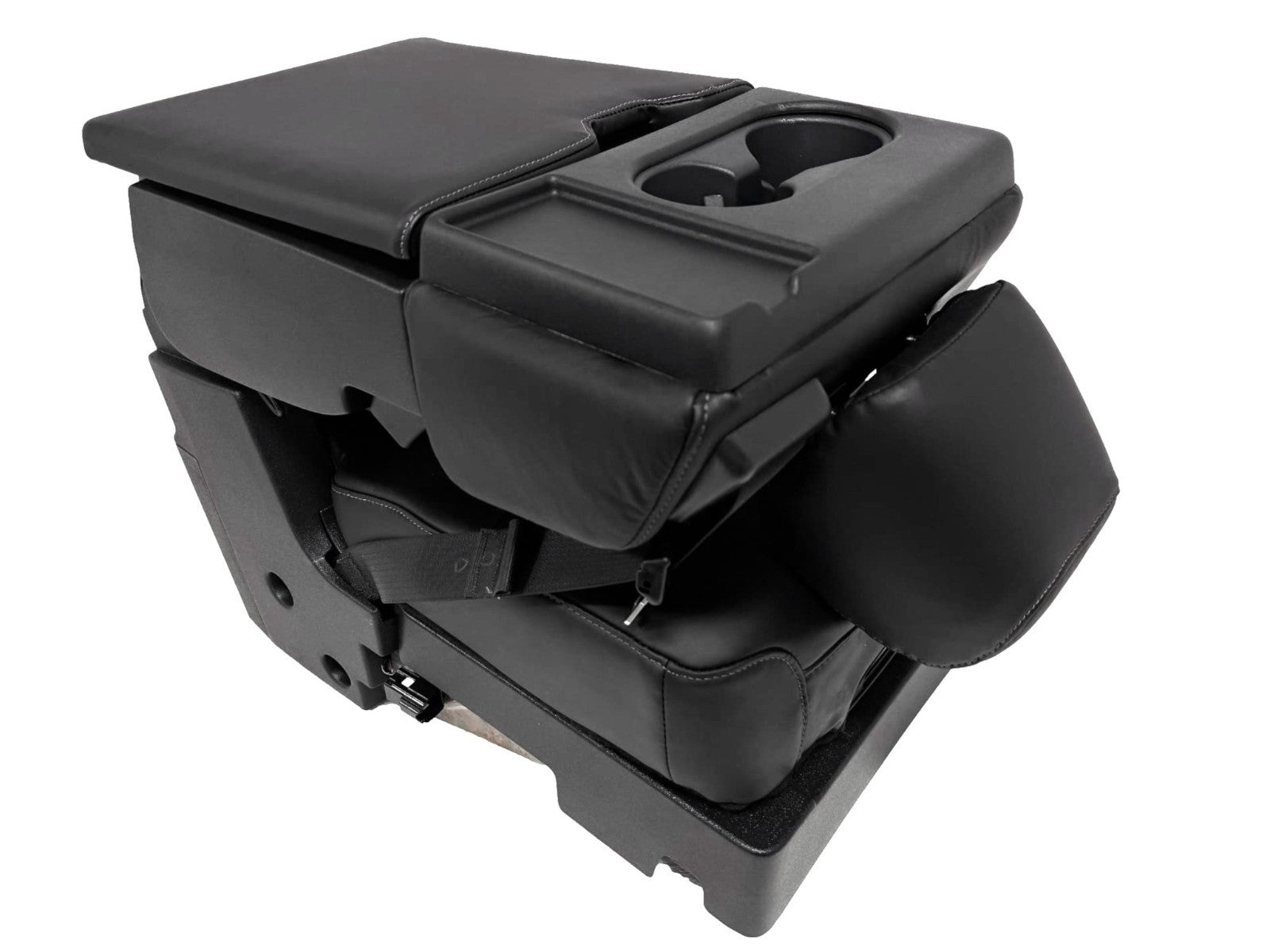 2015-2025 F150 Super Duty Console → Jump Seat Conversion Kit Black Leather Gray