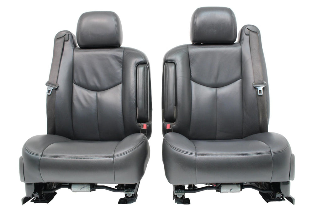 1999 - 2007 Chevy Silverado Seats, OEM Powered Heated Dark Pewter Leather