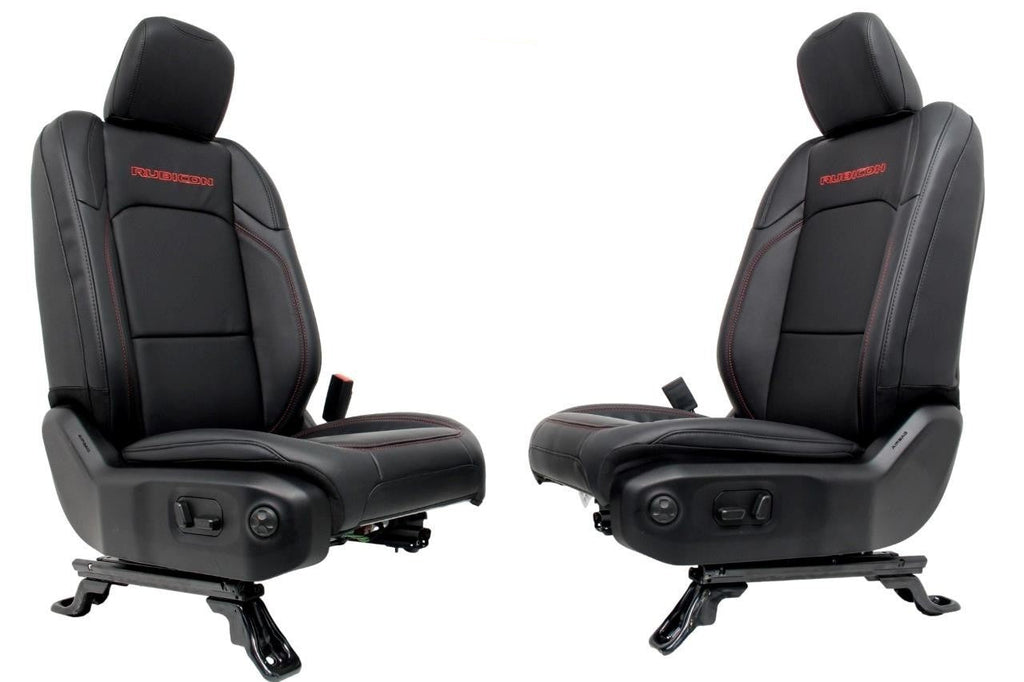 18 - 26 Jeep JL JLU JT Wrangler Front Seats, Rubicon Black Nappa Leather w/ Red