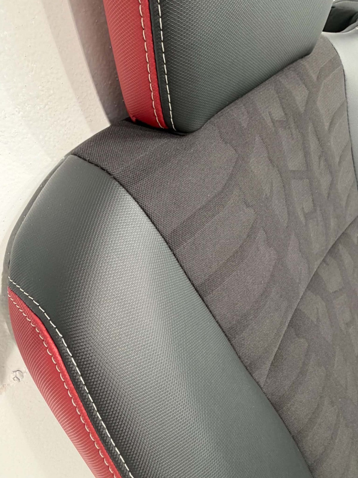 2019-2018 Ram Rear Seats, Crew Cab Rebel Black Red Leather Tread 60/40 w/Armrest