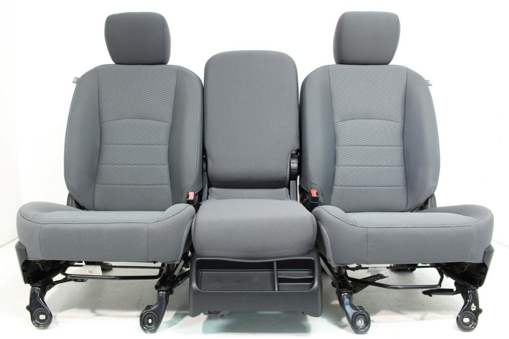 2009 - 2018 Dodge Ram 1500 2500 3500 Grey Cloth Bucket Seats Jump Seat Console