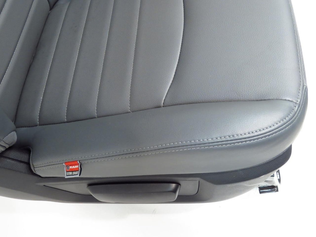 2009-2018 Dodge Ram Front Seats Set, Work Grade Gray Vinyl Split Bench Manual