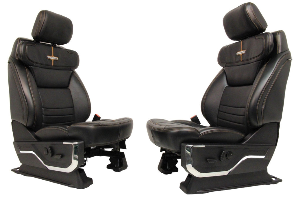 2023 + Ford Super Duty Platinum Front Seats, Black Leather Max Recline Massaging