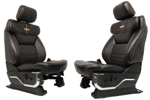 2023 + Ford Super Duty Platinum Front Seats, Black Leather Max Recline Massaging