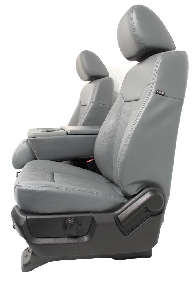 1999 - 2016 Ford Super Duty Front Seats, XLT Steel Gray Vinyl Bench w/ Jumpseat