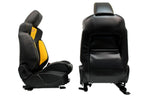 2012 - 2018 Ford Focus Recaro Front Seats, Black Leather Tangerine Orange Cloth