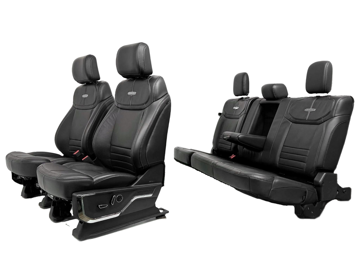 2021 - 2026 F-150 Super Duty Platinum Seats Set, Black Leather Gray Massaging