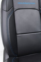18-25 Jeep JL JLU Wrangler Seats, Black Nappa Leather w Rubicon Surf Blue Stitch