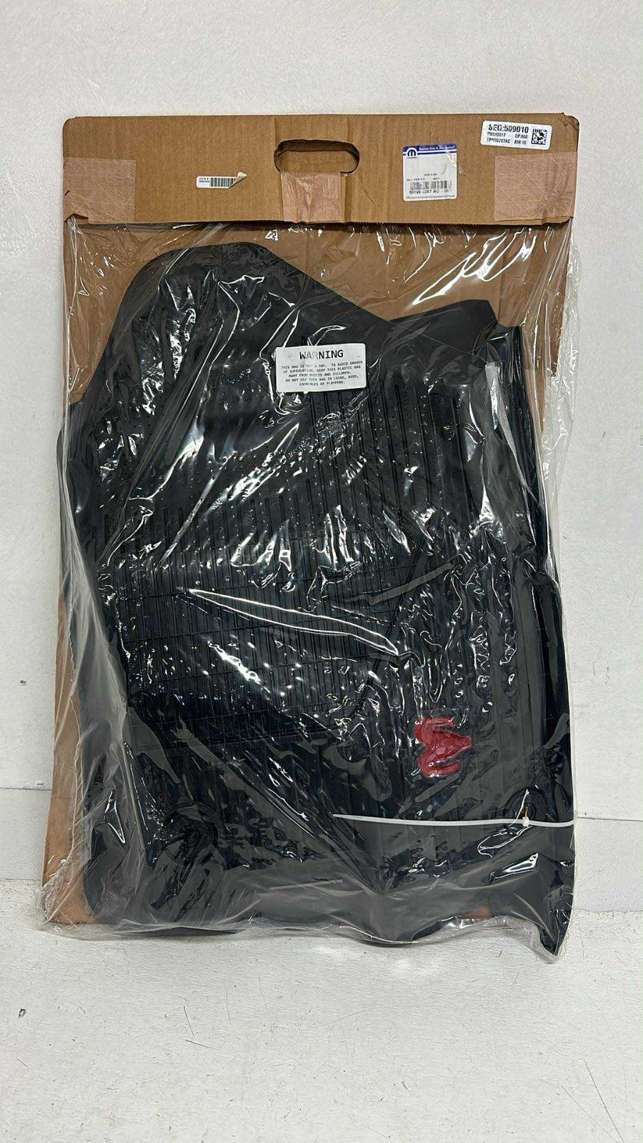 2019 - 2024 Ram 1500 Floor Slush Mats, Black Rubber Red Logo, Crew Cab, New OEM