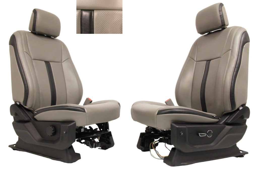 2015-2022 Ford F150 Super Duty Reg Cab Seats, XLT w/ Katzkin Earth Gray Leather