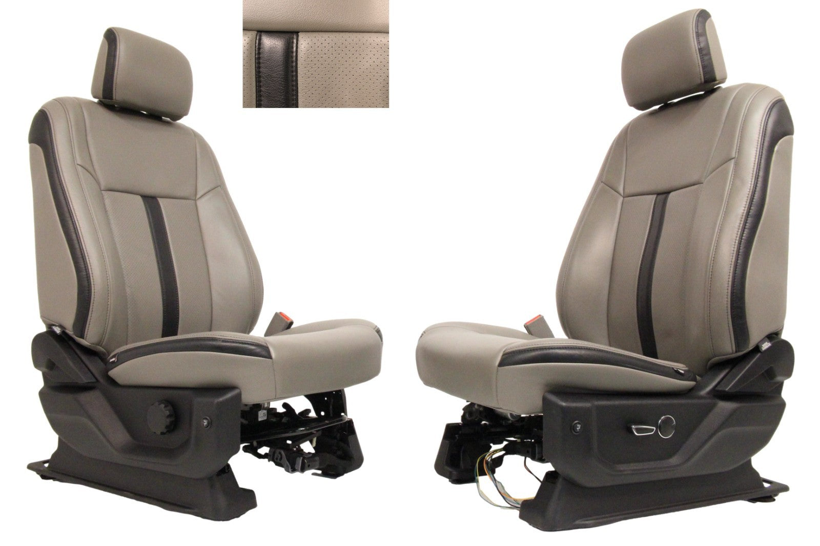 2015-2022 Ford F150 Super Duty Reg Cab Seats, XLT w/ Katzkin Earth Gray Leather