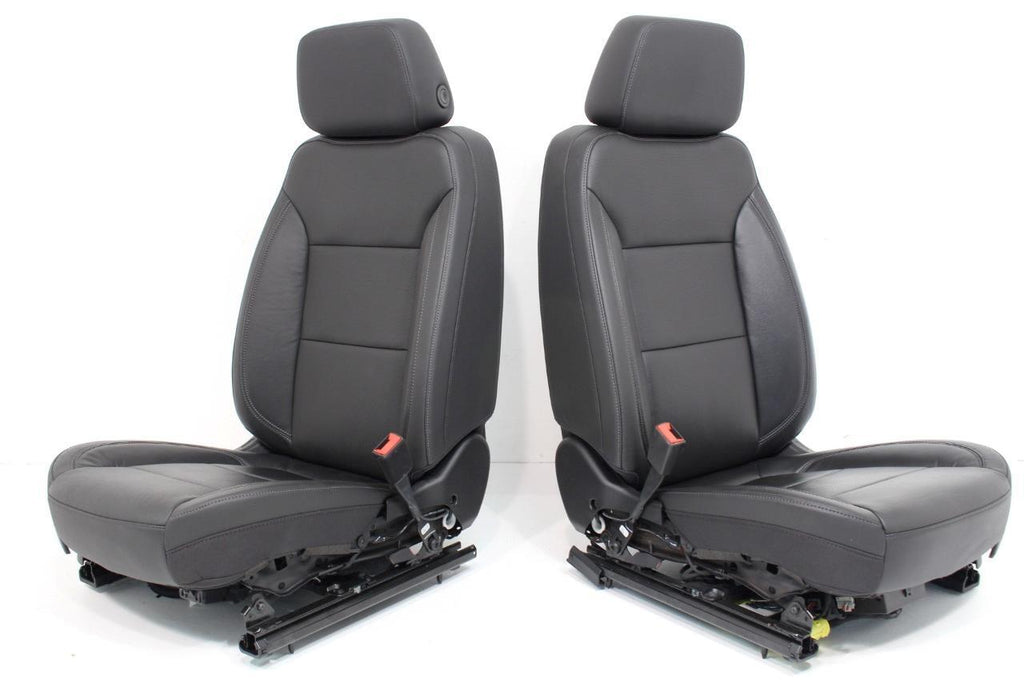 19-22 Silverado Sierra Heated Cooled Black Leather Seats Front & Rear Set OEM