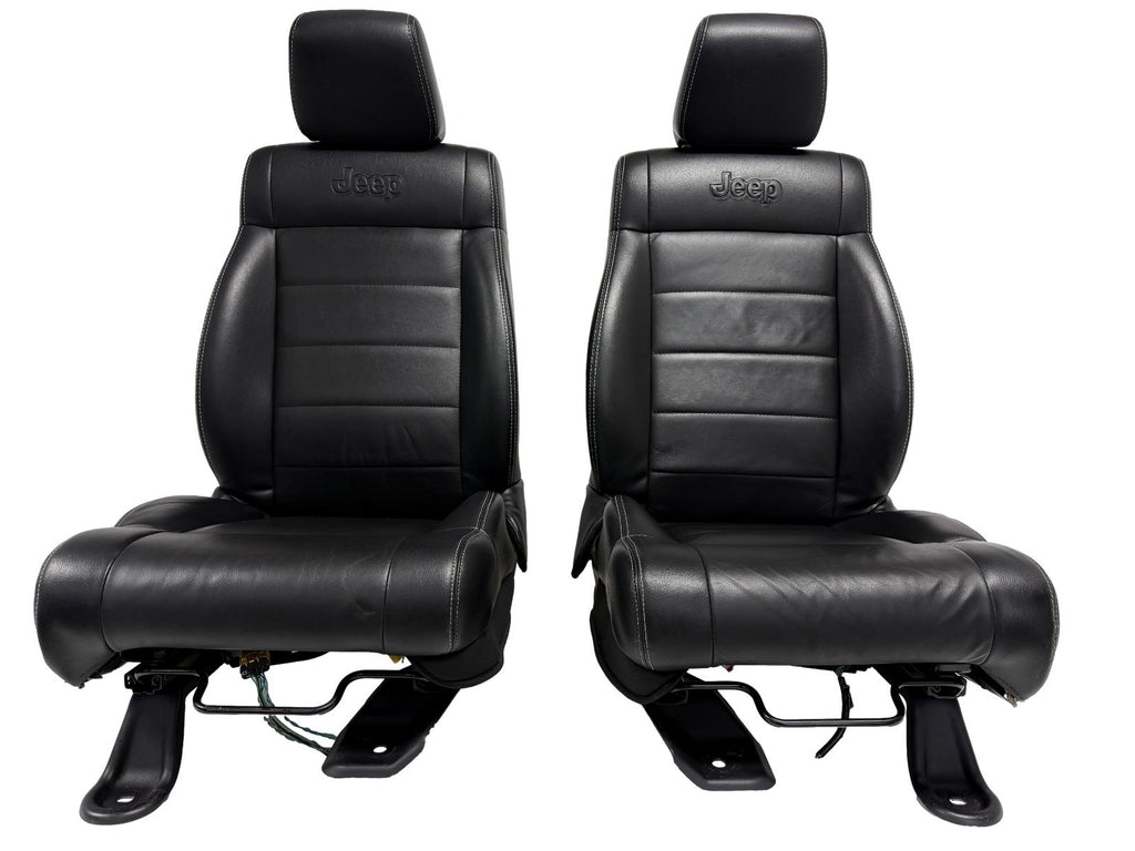 2007-2018 Jeep JK JKU 4-Door Wrangler Unlimited Seats Set, Black Leather Heat