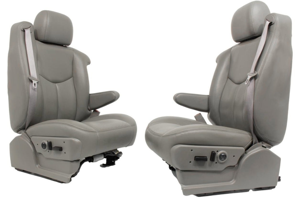 1999-2007 Sierra Silverado Heated Power Leather Seats Pewter Gray, 2-Way Lumbar