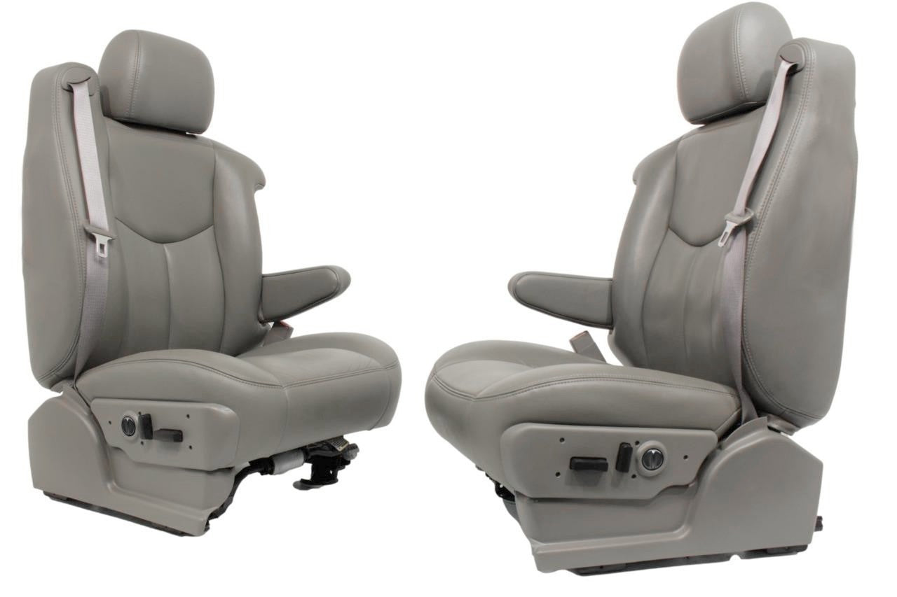 1999-2007 Sierra Silverado Heated Power Leather Seats Pewter Gray, 2-Way Lumbar