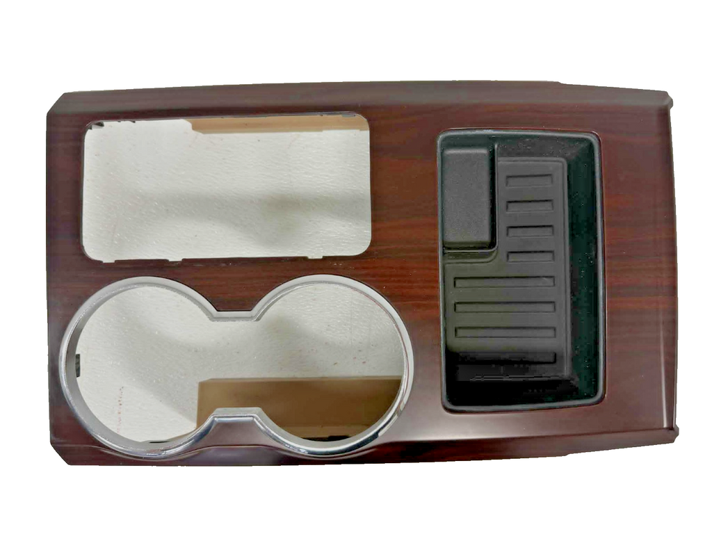 2011-2014 Ford F-150 Center Console Shifter Trim Cup Bezel, Tan Wood Grain OEM