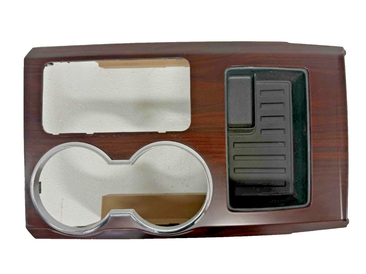 2011-2014 Ford F-150 Center Console Shifter Trim Cup Bezel, Tan Wood Grain OEM