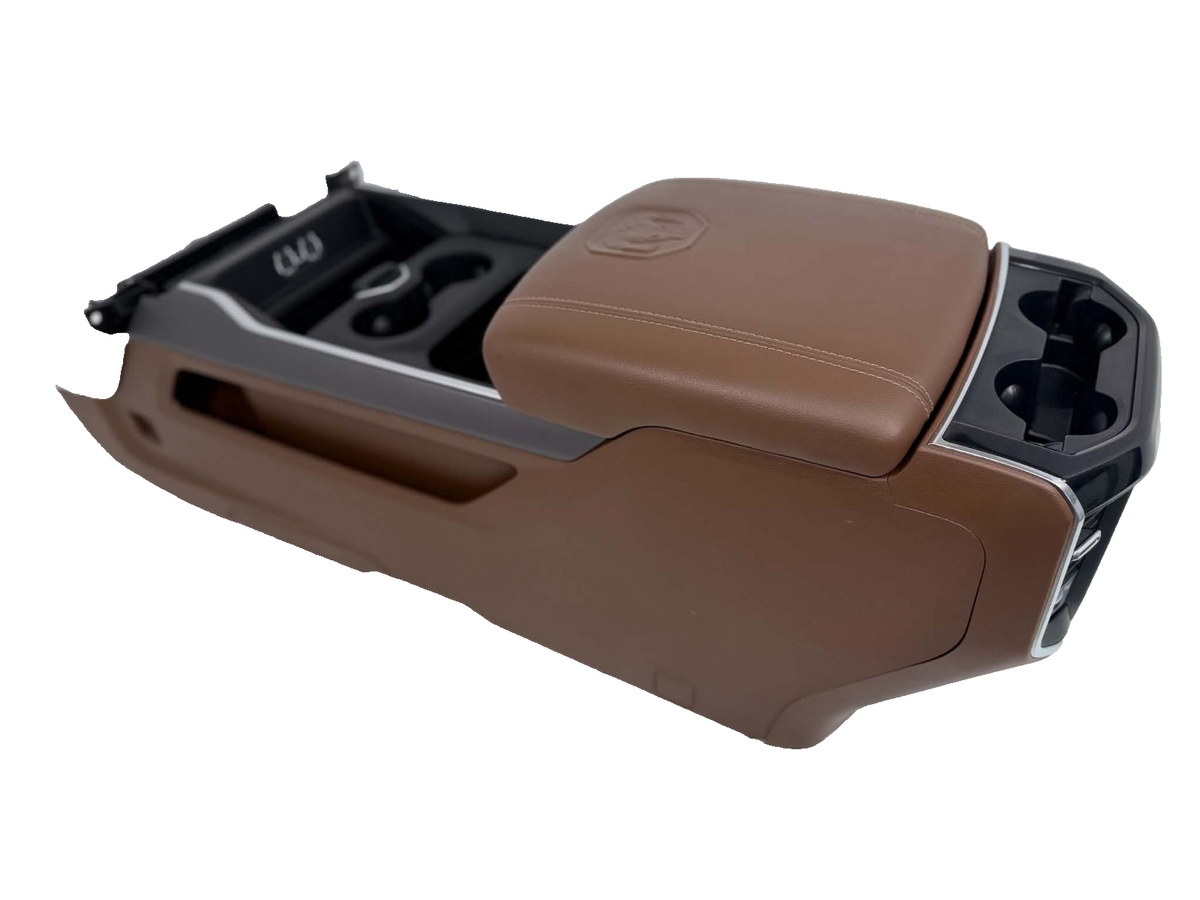 2019 - 2026 Ram 2500 3500 HD Center Console, Brown Leather w/ Logo