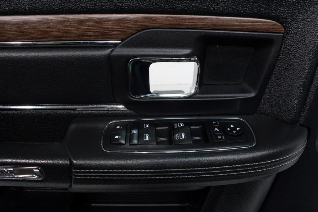 2013-2018 Ram Crew Cab Door Panel Set, Laramie Black Leather & Wood w/ Switches