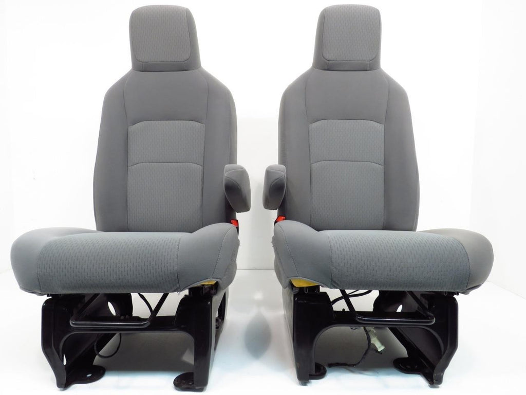 Ford Econoline Front Bucket Seats, Gray Cloth w/ Folding Armrests, Fits 1992+