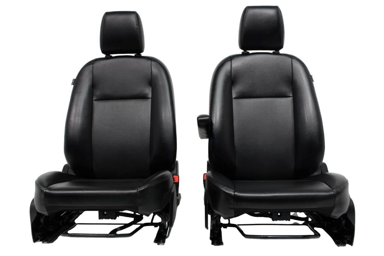 2015 - 12021 Ford Transit 150 250 350 Van Vinyl Front Bucket Seats Black Armrest