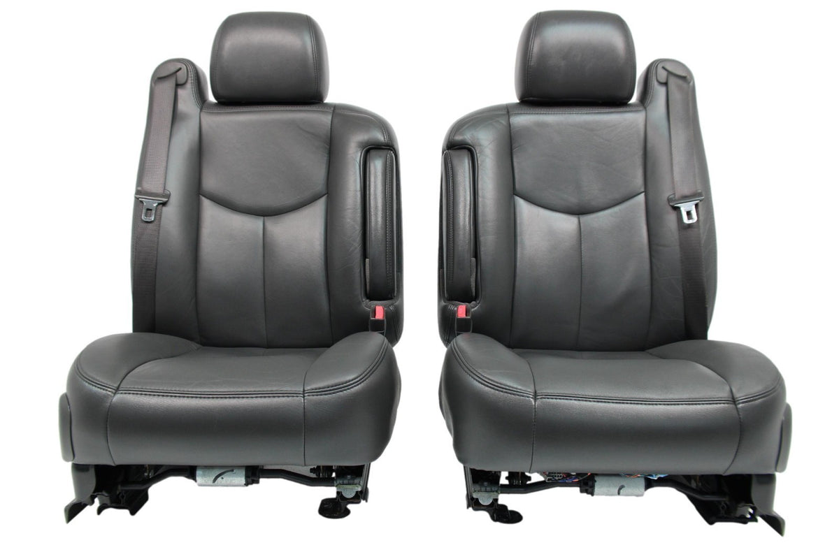 99-07 Sierra Silverado Front Seats, Dark Pewter Leather, Power 2-Way Lumbar