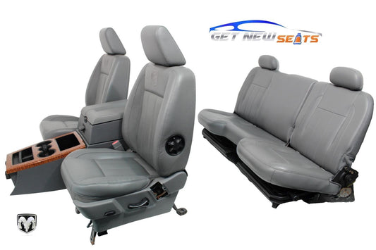 2002-2008 Dodge Ram Slate Gray Leather Seats & Woodgrain Business Console