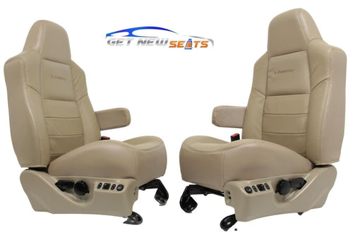 1999 - 2007 Ford Super Duty Crew Seats Set, Power Heat Bucket Tan Leather Lariat