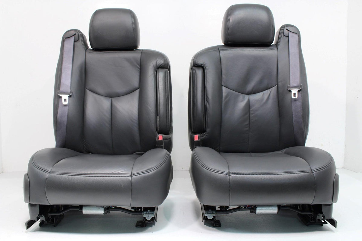 99-06 Sierra Silverado Front Seats, Dark Pewter Leather, Power Lumbar Bolster