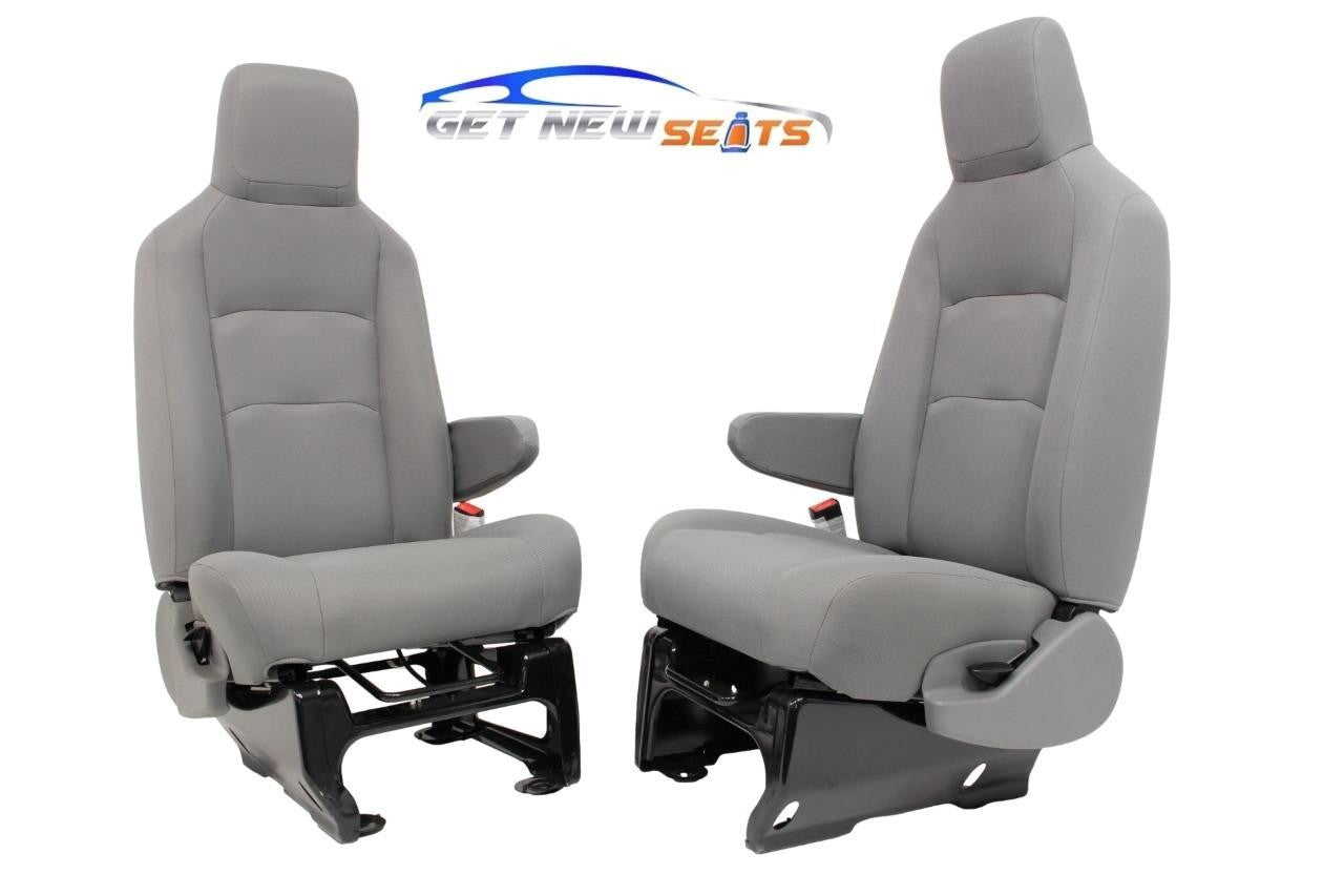 Ford Econoline Front Bucket Seats, Gray Cloth w/ Folding Armrests, Fits 1997+