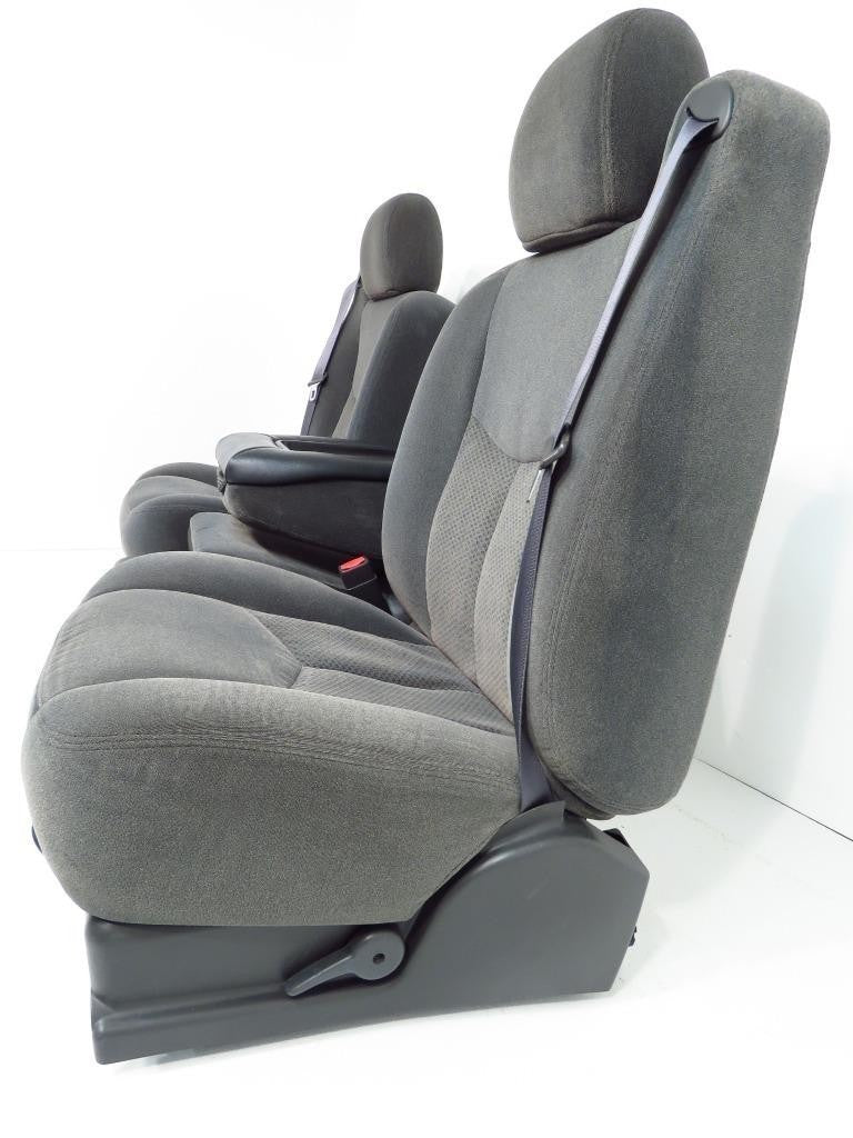 1999 - 2006 GM Sierra Silverado Front Seats Set, Manual Dark Gray Cloth 40-20-40