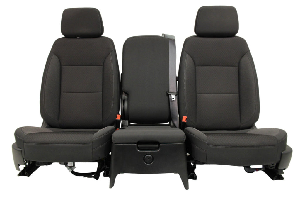 2019 - 2026 Chevy Silverado Split Bench Seat, LT Black Cloth w/ Power Driver