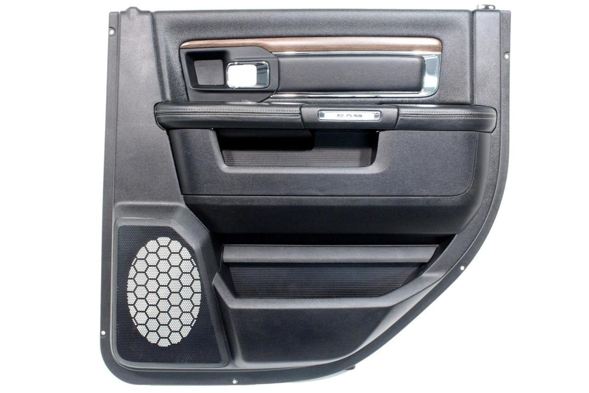 2013-2018 Ram Crew Cab Door Panel Set, Laramie Black Leather & Wood w/ Switches
