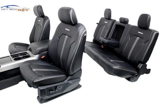 15-22 Ford F150 F250 Platinum Heated Cooled Massage Leather Seat Console Set