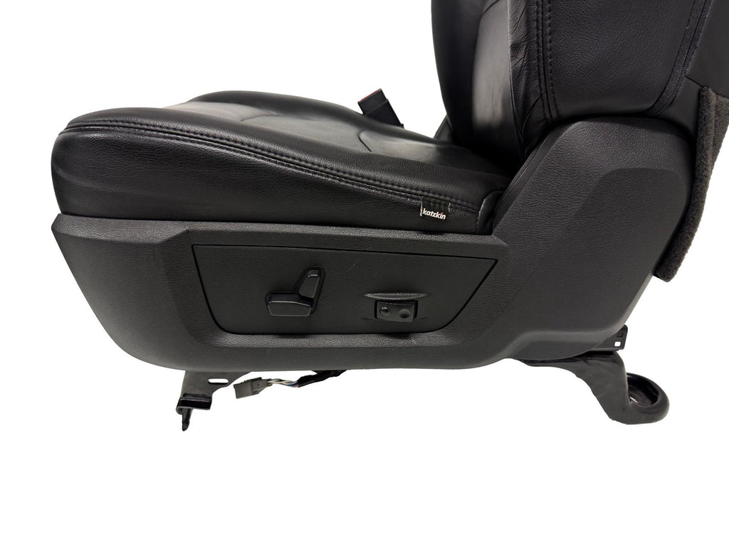 2002 - 2018 Dodge Ram Seats Set, Crew Cab Katzkin Black Leather Powered Heated