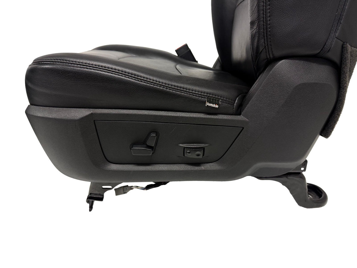 2002 - 2018 Dodge Ram Seats Set, Crew Cab Katzkin Black Leather Powered Heated