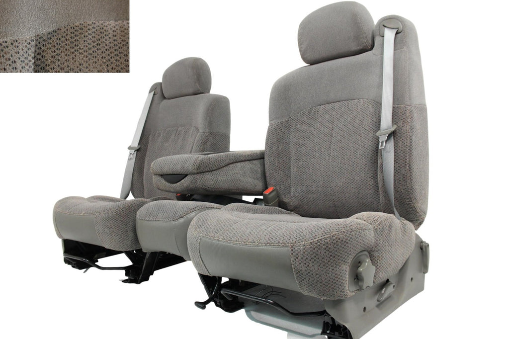 1999 - 2006 GM Sierra Silverado Front Seats, Manual Gray Cloth 40-20-40 w/ Entry