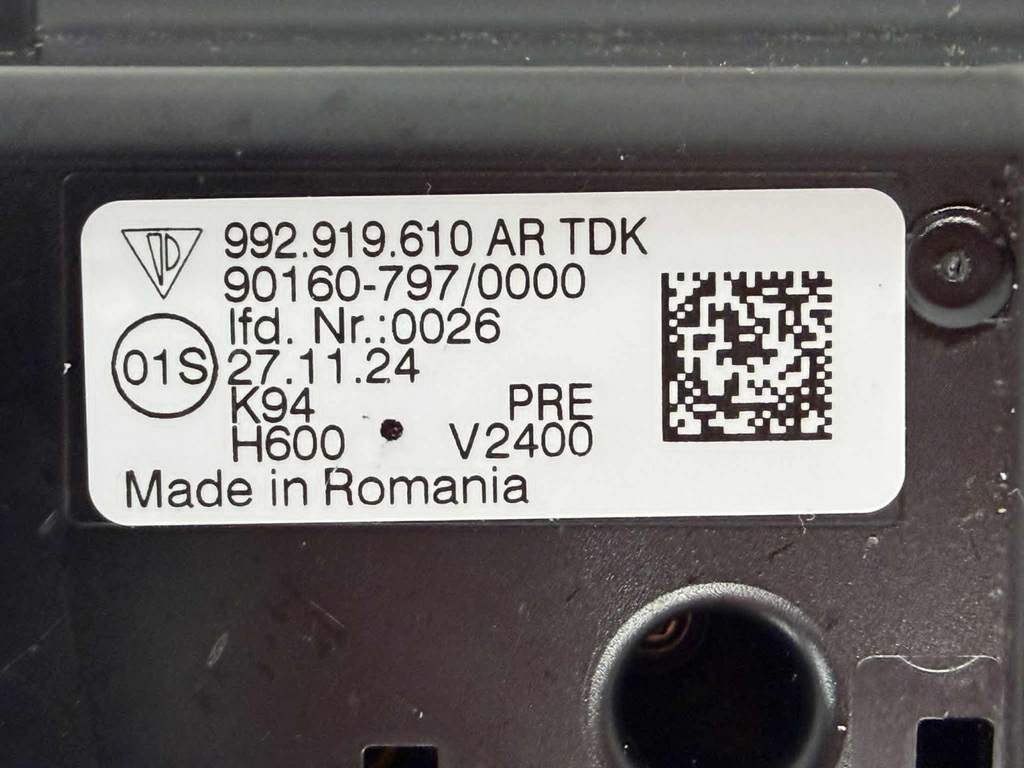 2020 - 2024 Porsche 911 992 Climate Control A/C Switch Panel 992.919.610.AR OEM