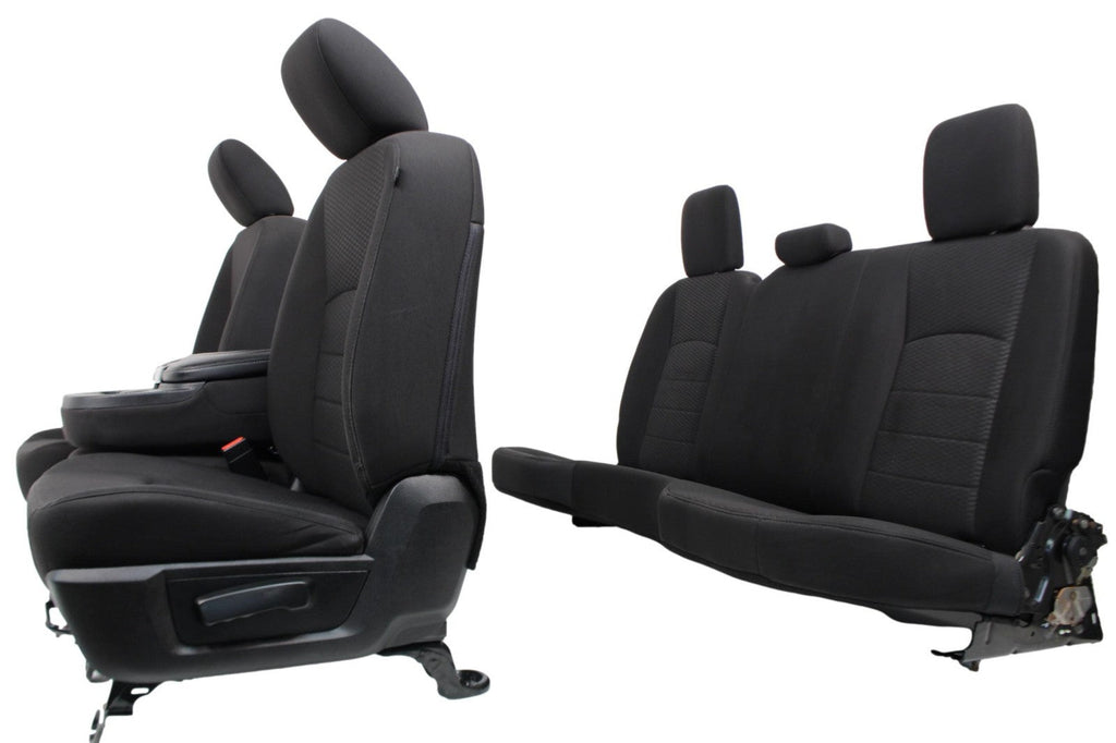 2009-2024 Dodge Ram Seats, Quad Cab Front & Rear, Manual Black Cloth w/ Jumpseat