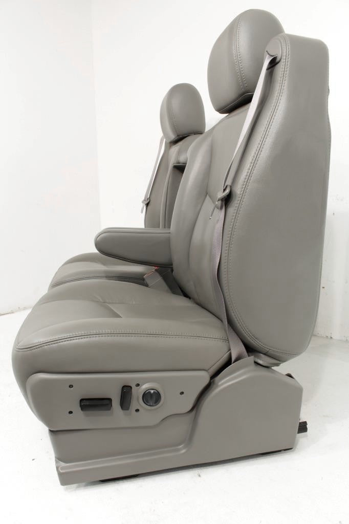 1999-2007 Sierra Silverado Heated Power Leather Seats Pewter Gray, 2-Way Lumbar