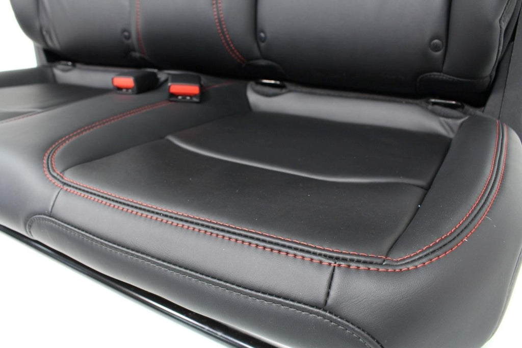 2018 - 2025 Wrangler JL 2-Door Rear Seat, Black Leather w/ Rubicon Red Stitching
