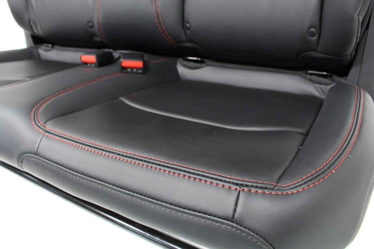 2018 - 2025 Wrangler JL 2-Door Rear Seat, Black Leather w/ Rubicon Red Stitching