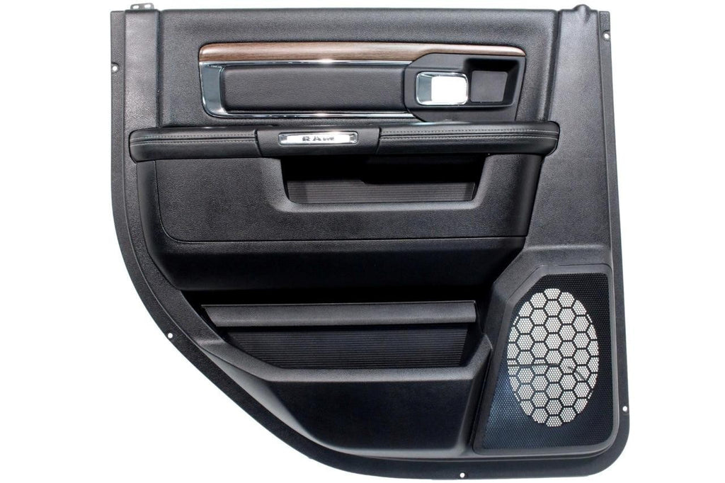 2013-2018 Ram Crew Cab Door Panel Set, Laramie Black Leather & Wood w/ Switches