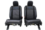 18-25 Jeep JL JLU Wrangler Seats, Black Nappa Leather w Rubicon Surf Blue Stitch